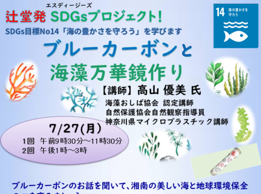 ７/27(月) 【辻堂青少年会館】　SDGs ブルーカーボンと海藻万華鏡作り